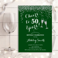 Cheers To 50 Years Birthday - Green Silver