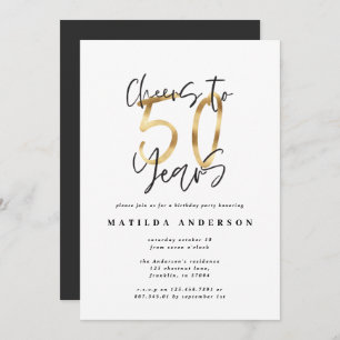 Cheers to 50 years black and gold modern stylish