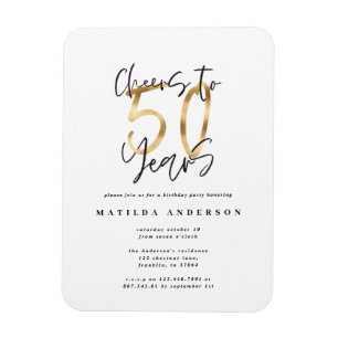 Cheers to 50 years black and gold modern stylish magnet