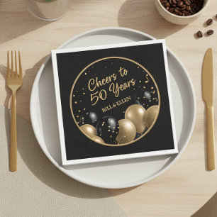 Cheers to 50 Years Black Gold Napkin