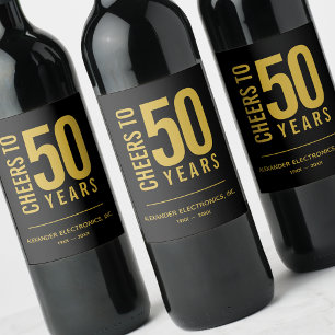 Cheers to 50 Years Business Anniversary Wine Label