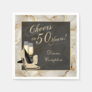 Cheers to 50 Years Champagne Gold Napkin