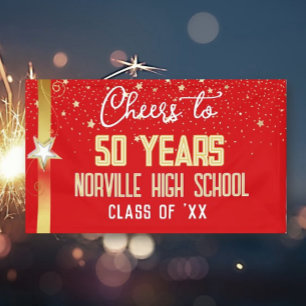 CHEERS to 50 Years! CUSTOM Class Reunion banner