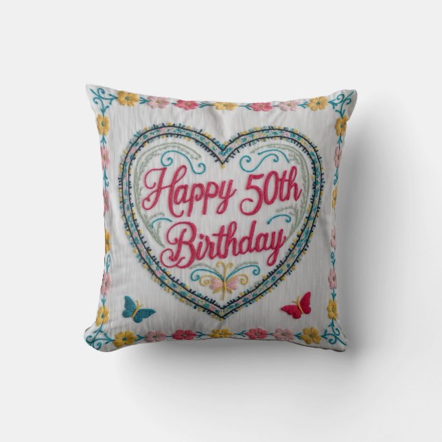 Cheers to 50 Years: Elegant Throw Pillow  (Front)