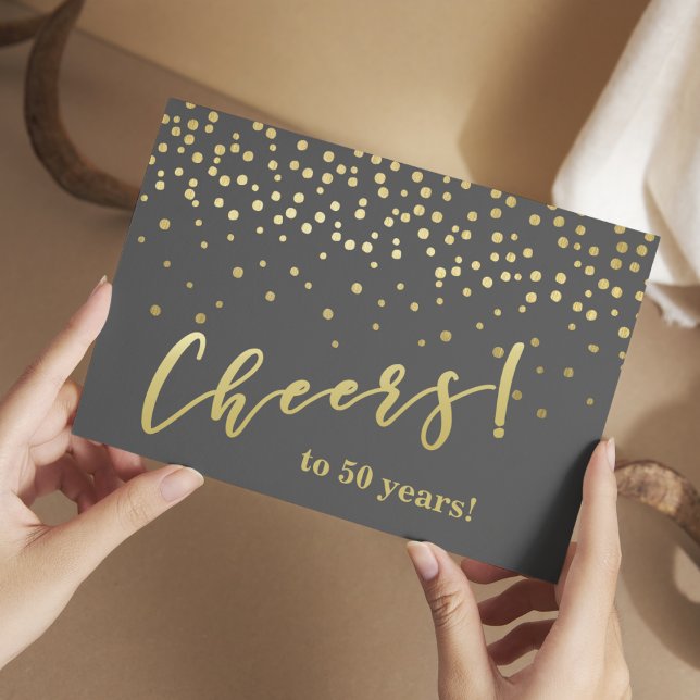 Cheers to 50 years! Glamourous Gold Sparkles Postcard (Creator Uploaded)