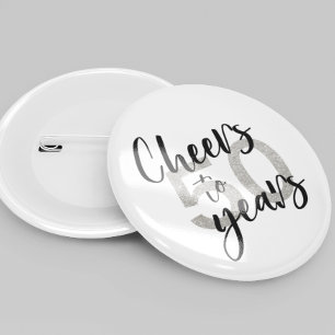 Cheers to 50 Years Glitter 50th Birthday 6 Cm Round Badge