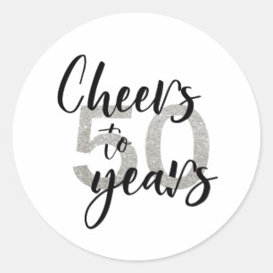 Cheers to 50 Years Glitter 50th Birthday  Classic Round Sticker