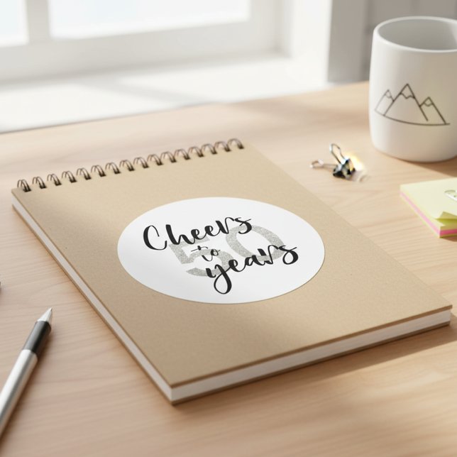 Cheers to 50 Years Glitter 50th Birthday  Classic Round Sticker (Creator Uploaded)