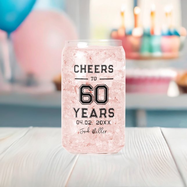 Cheers To 50 Years Gold Script Typography  Can Glass (Insitu (Baby Shower))