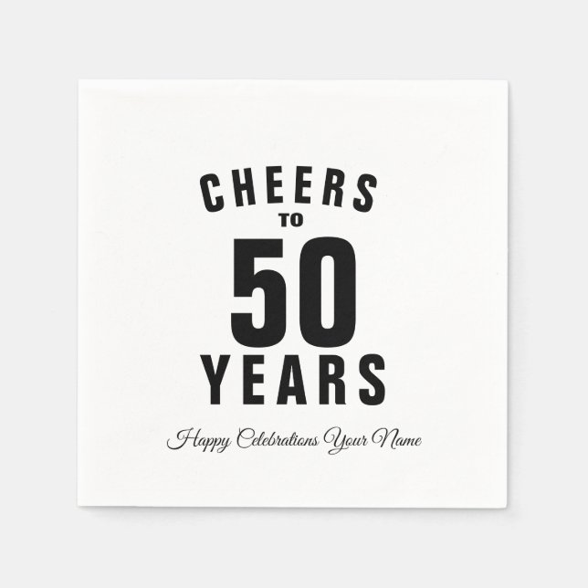Cheers to 50 years Happy 50th Birthday party Napkin (Front)