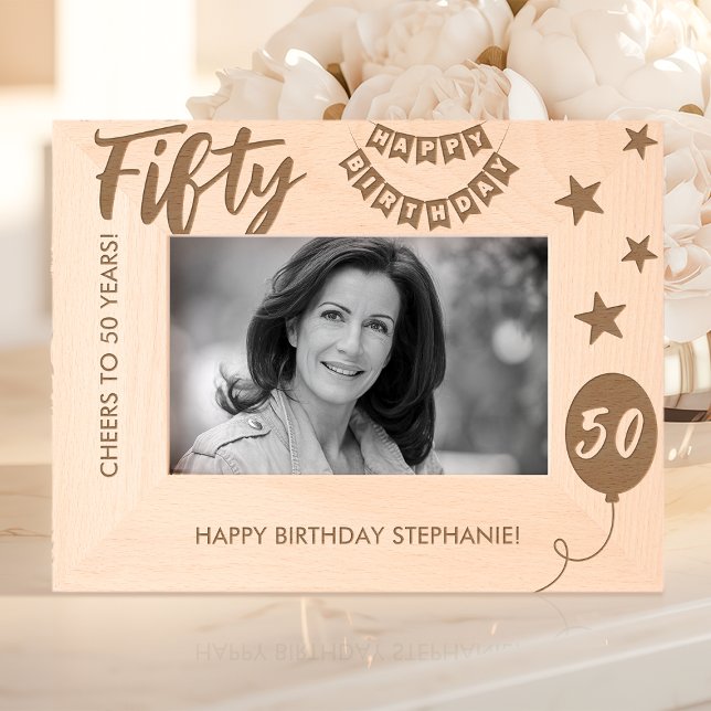 Cheers To 50 Years Happy Birthday Etched Frames (Creator Uploaded)