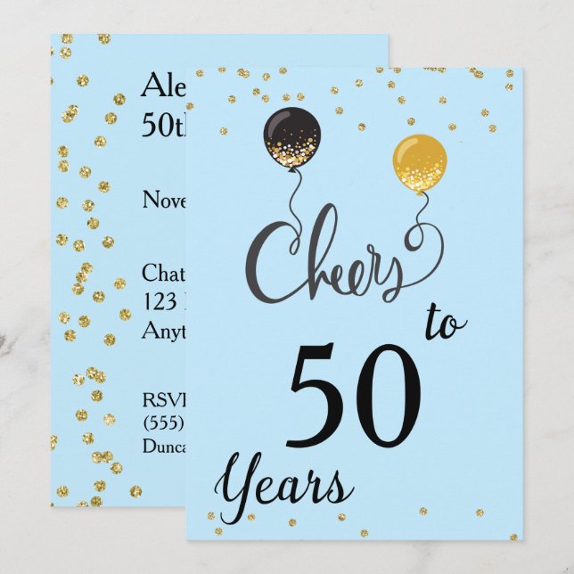 Cheers to 50 Years Invitation (Front/Back)