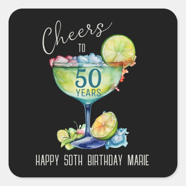 Cheers to 50 Years Milestone Birthday  Square Sticker (Front)