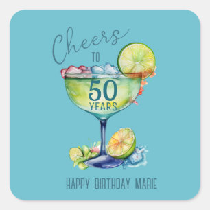 Cheers to 50 Years Milestone Birthday Square Sticker