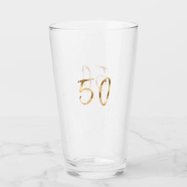 cheers to 50 years modern black and gold glass (Front)