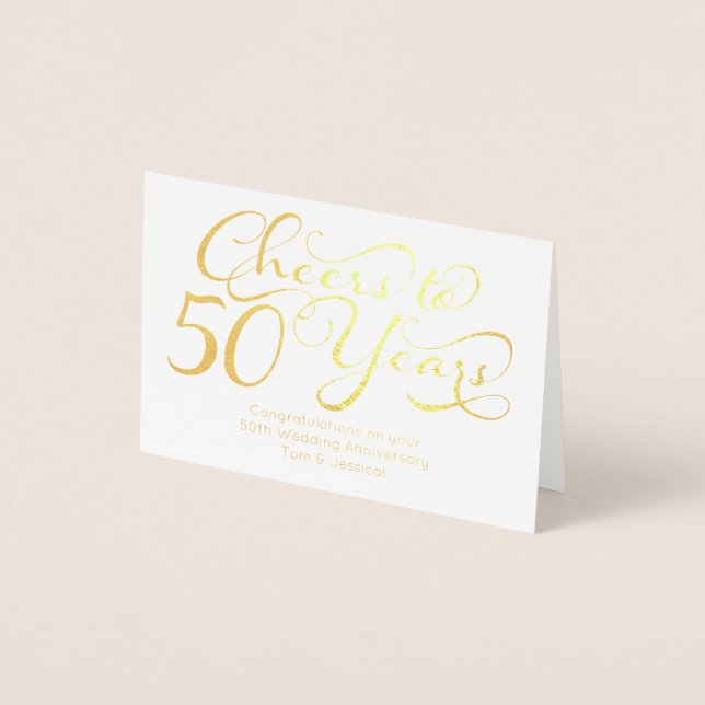 Cheers to 50 Years Personalised 50th Anniversary Foil Card (Front)