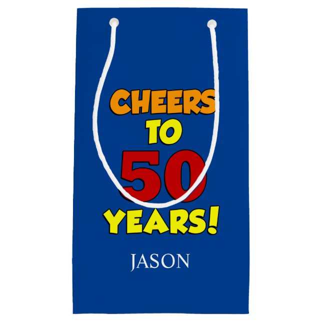 Cheers To 50 Years Personalised 50th Birthday Small Gift Bag (Front)