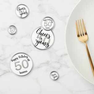 Cheers to 50 Years Personalised Silver Glitter Confetti