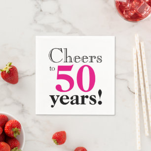 Cheers to 50 years retro font hot pink fun napkin