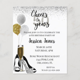 Cheers to 50 Years Silver Gold Glitter Champagne I