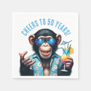 Cheers to 50 Years Summer Monkey 50th Birthday Napkin
