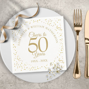 Cheers To 50 Years Wedding Anniversary Gold Dust Napkin