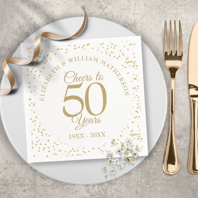 Cheers To 50 Years Wedding Anniversary Gold Dust Napkin (Creator Uploaded)