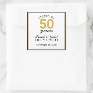 Cheers to 50 Years Wedding Anniversary Gold Square Sticker