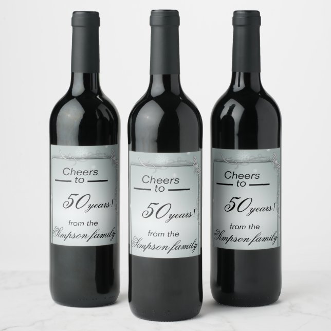 Cheers To,50 Years Wine Label (Bottles)