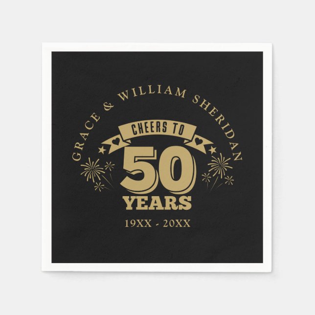 Cheers To 50th Golden Wedding Anniversary Napkin (Front)