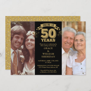 Cheers To 50th Wedding Anniversary 2 Photo Invitation