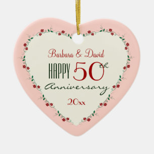 Cheers to 50th Wedding Anniversary Christmas Gifts Ceramic Tree Decoration