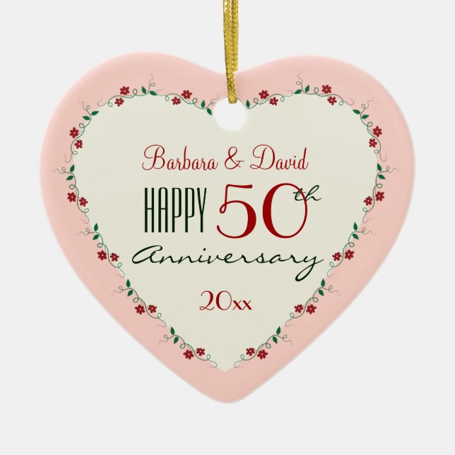 Cheers to 50th Wedding Anniversary Christmas Gifts Ceramic Tree Decoration (Front)