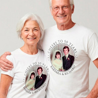 Cheers to 50th Wedding Anniversary Custom Photo T-Shirt