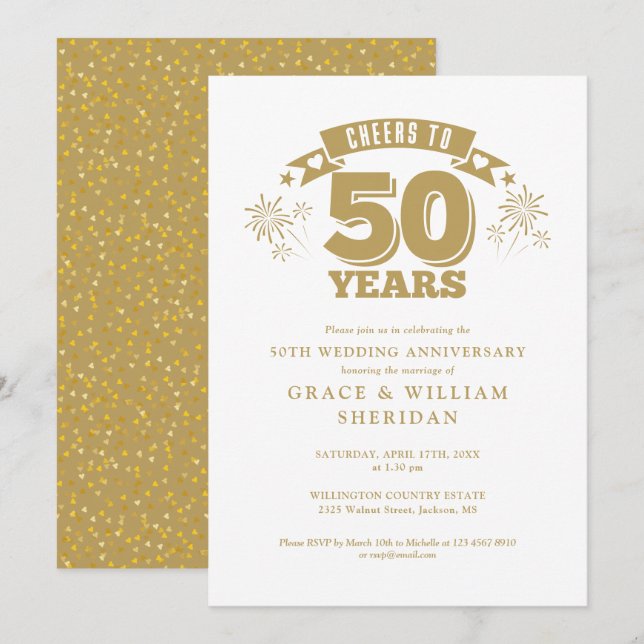 Cheers To 50th Wedding Anniversary Invitation (Front/Back)