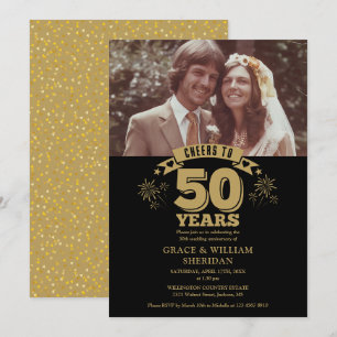 Cheers To 50th Wedding Anniversary Photo Invitation