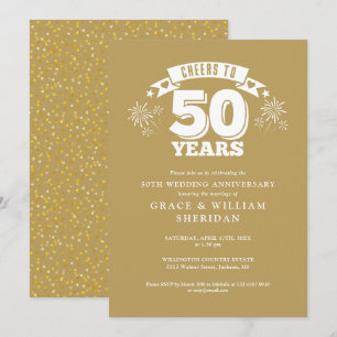 Cheers To 50th Wedding Golden Anniversary Invitation