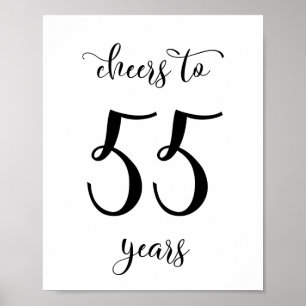 Cheers to 55 years birthday sign