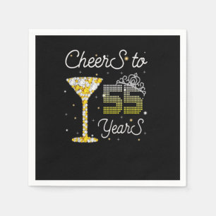 Cheers To 55 Years Old Happy 55th Birthday Queen D Napkin