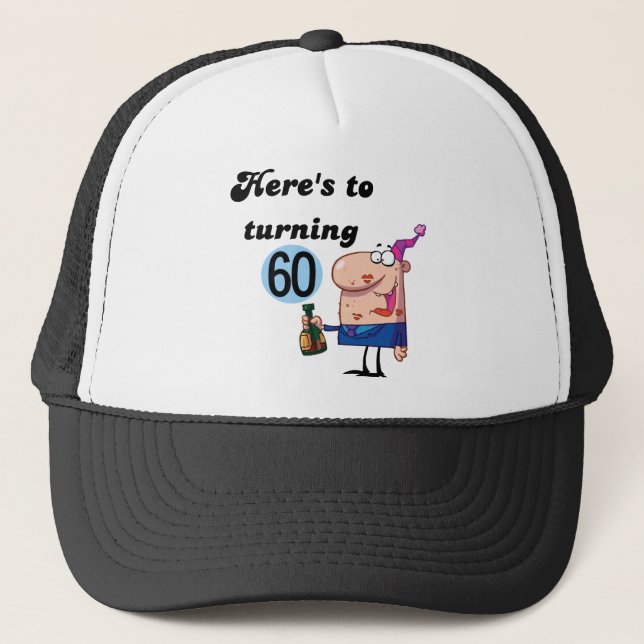 Cheers to 60 Birthday Tshirts and Gifts Trucker Hat (Front)