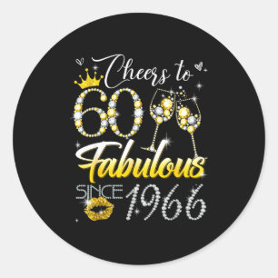 Cheers to 60 fabulous since 1966 60th birthday classic round sticker