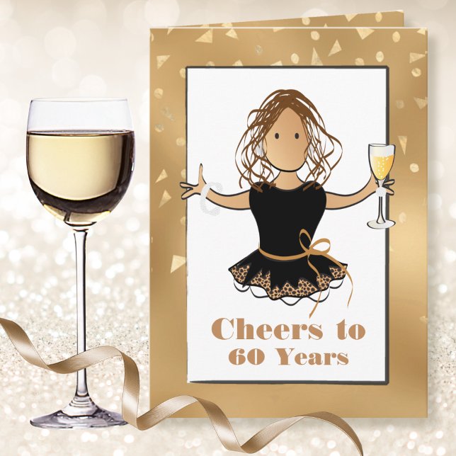 Cheers to 60 for Her Girly Sparkle 60th Birthday Card (Creator Uploaded)