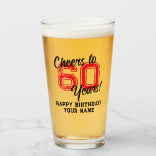 Cheers to 60 years 60th Birthday beer glass gift