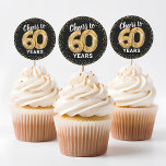Cheers to 60 Years Adult Birthday Classic Round Sticker<br><div class="desc">Elegant sixtieth birthday stickers featuring a stylish black background that can be changed to any colour,  gold sparkly glitter,  and the saying "cheers to 60 years" using sixty gold hellium balloons.</div>