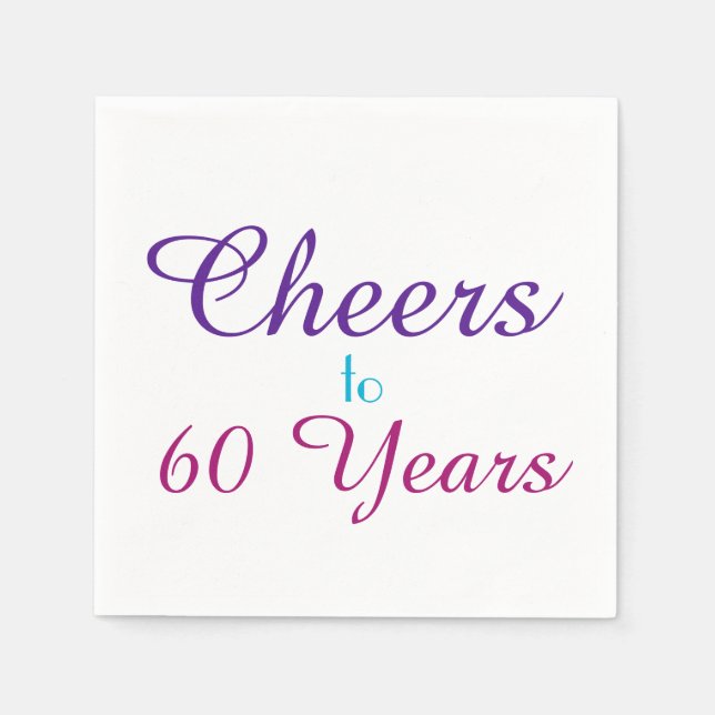 Cheers to 60 Years Birthday Party Paper Napkin (Front)