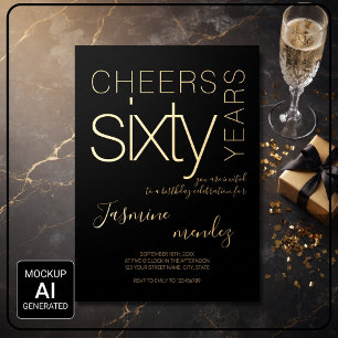 Cheers to 60 years Black Gold Elegant Birthday
