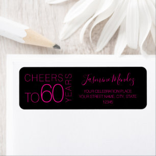 Cheers to 60 years Black Pink Chic Elegant Address