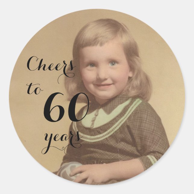 Cheers to 60 Years! Classic Round Sticker (Front)