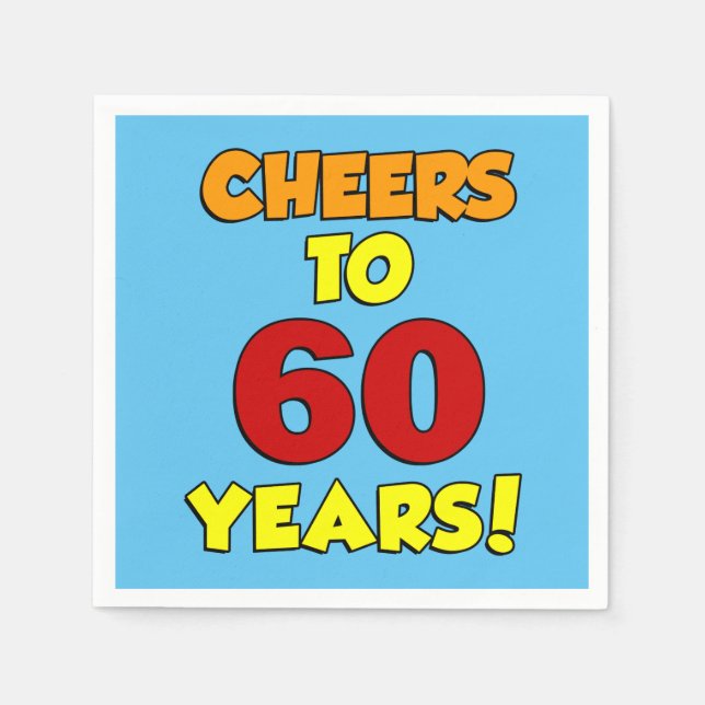 Cheers To 60 Years Colourful Party Napkin (Front)