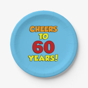 Cheers To 60 Years Colourful Party Paper Plate